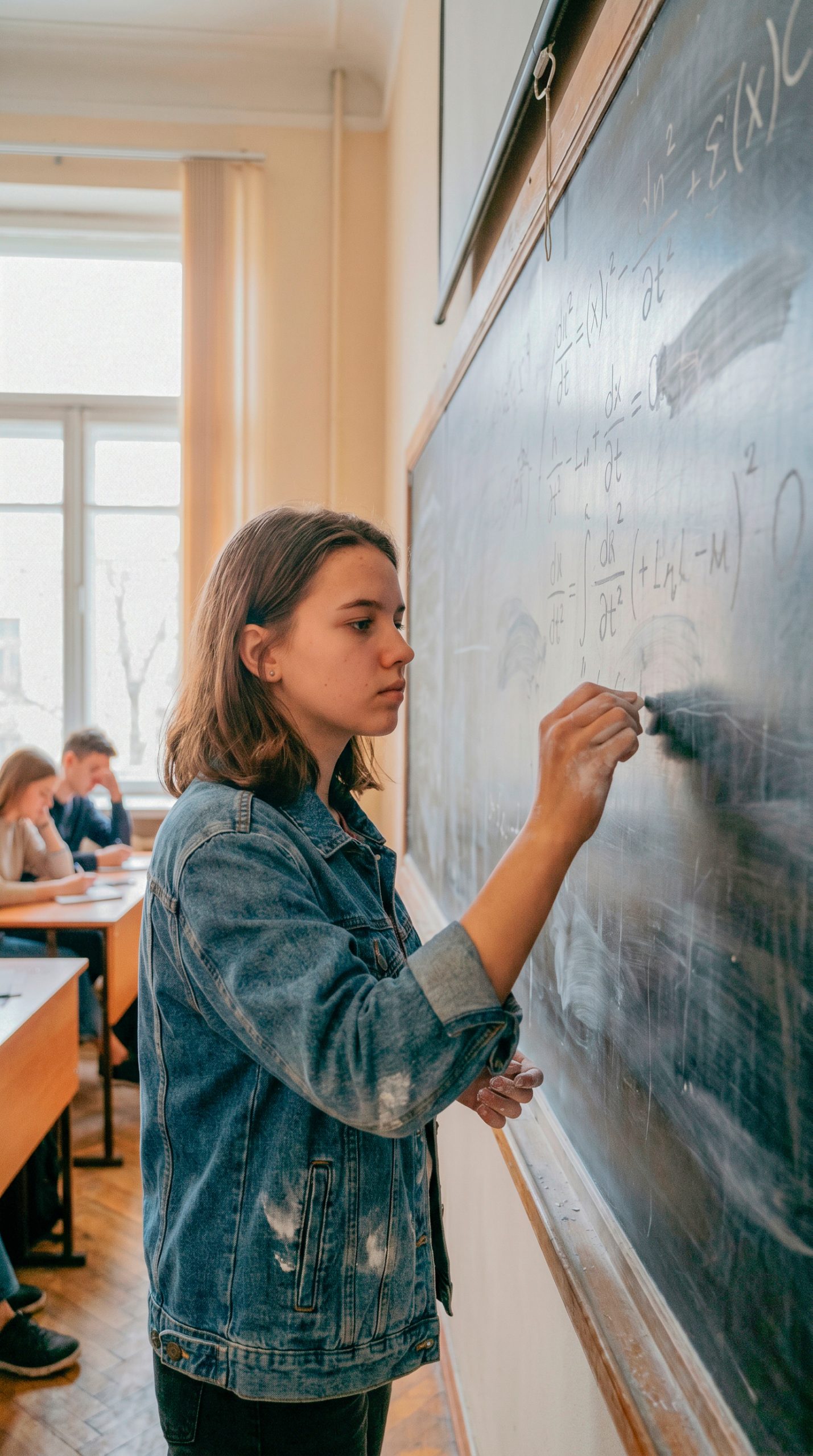 High school student writing advanced calculus equations on a chalkboard during Pre-Calculus tutoring with Tutor of Dragons in Southlake, Texas
